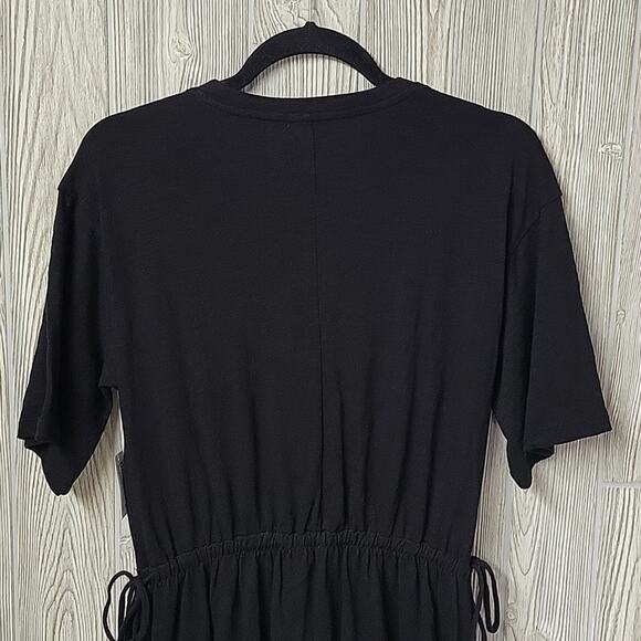Old Navy Solid Black Short Sleeve Cinched Waist Tee Shirt Dress Womens S NWT - Picture 8 of 13